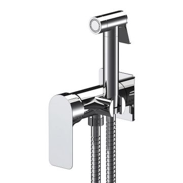 Built-in shut-off mixer with shower holder/water punch on flange, shutoff handshower, all in brass. Flexible hose cm 120.
EXPOSED COMPONENTS ONLY to be combined with the built-in box art. WBOX645 (built-in components only). by Daniel Rubinetterie