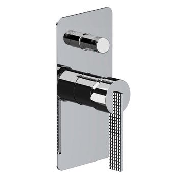 Built-in bath/shower mixer with 2-ways diverter with ceramic head valve, on rectangular wall flange. To select the desired output, the diverter knob must be turned from one position to the other. (complete item) by Daniel Rubinetterie