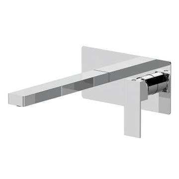 Exposed components for single-lever built-in basin mixer, with ultra-flat wall plate. To match with the built-in box (not included). Spout length 23 cm.
EXPOSED COMPONENTS ONLY to be combined with the built-in box art. WBOX632 (built-in components only). by Daniel Rubinetterie