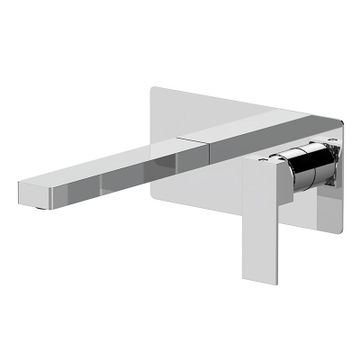 Exposed components for single-lever built-in basin mixer, with ultra-flat wall plate. To match with the built-in box (not included). Spout length 20 cm.
EXPOSED COMPONENTS ONLY to be combined with the built-in box art. WBOX632 (built-in components only). by Daniel Rubinetterie