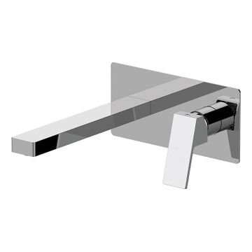 Exposed components for single-lever built-in basin mixer, with ultra-flat wall plate. To match with the built-in box (not included). Spout length 23 cm.
EXPOSED COMPONENTS ONLY to be combined with the built-in box art. WBOX632 (built-in components only). by Daniel Rubinetterie