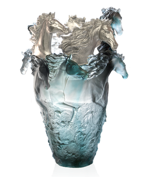 Cavalcade Vase magnum Bleu-gris, finition palladium 25ex by Daum