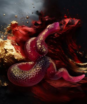 Serpent rouge, finition or 88ex by Daum - view 2