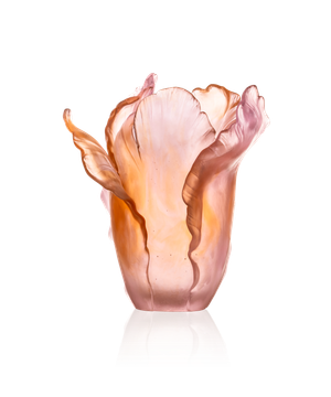 Tulipe Vase grand modèle ambre rose 99ex by Daum