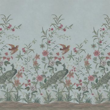 Peacock Toile Scene 1 Sky Blue by Designers Guild