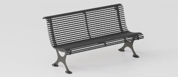 Bench "Antibes" in Steel with Carved Supports by DIMCAR