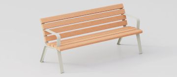 Bench "Betty" with Armrests and Okumè Wood Seat by DIMCAR