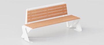 Modern Design Bench "Eddie" in Okumè Wood and Steel by DIMCAR