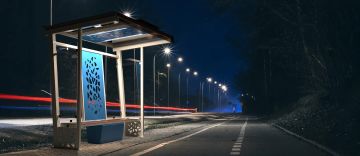 Solar Powered Bus Shelter "Komete Solar" with USB & Wireless Charging by DIMCAR