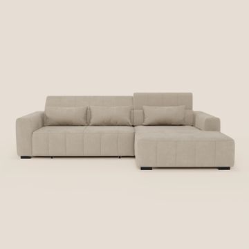 Doric Divano angolare con penisola e sedute allungabili con relax elettrico - poggiatesta reclinabili in tessuto smacchiabile T23 by Divani Store