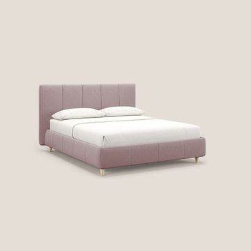 Laura letto imbottito contenitore e sfoderabile in microfibra velluto impermeabile T09 rosa by Divani Store