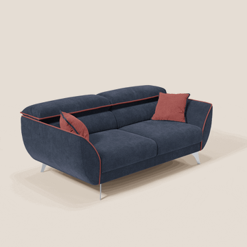 Michelangelo divano 2 e 3 posti con sedute allungabili e poggiatesta reclinabili - Bicolore in tessuto smacchiabile T23 by Divani Store