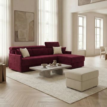 Miryam divano letto angolare compatto - poggiatesta reclinabili e penisola contenitore in tessuto smacchiabile T31 by Divani Store