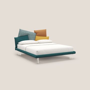 Rebus bed upholstered with design modern with feet trasparenti in plexiglass by Divani Store