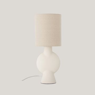 Sergio lampada for tavolo with base in gres Stoneware Bianco and paralume in lino by Divani Store