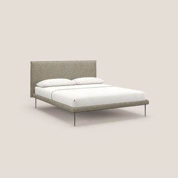 Theo bed upholstered modern per mattress 140x190 cm removable-cover with feet high in metal in fabric water-repellent by Divani Store