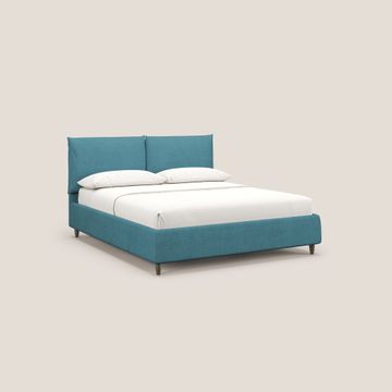 Mariana letto imbottito contenitore con cuscini in tessuto impermeabile T02 petrolio by Divani Store