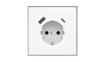 Square socket point (55x55 mm module) - Schuko USB by EKINEX