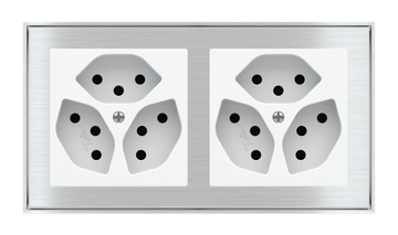 2 fold plates and frames to be used with power sockets (60x60 mm modules) by EKINEX