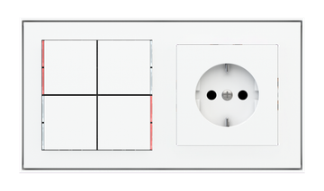 Pushbutton with thermostat to be used with power sockets for 2-fold plate (60x55 mm module) by EKINEX