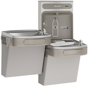 ezH2O®  Bottle Filling Station & Versatile Bi-Level ADA Vandal-Resistant Cooler Non-Filtered Non-Refrigerated Stainless by Elkay