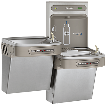 ezH2O®  Bottle Filling Station with Bi-Level ADA Cooler Dual Hands Free Activation Filtered Refrigerated Stainless by Elkay