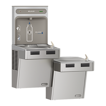 ezH2O®  Bottle Filling Station with Mechanically Activated Bi-Level ADA Cooler Filtered Non-Refrigerated Stainless by Elkay