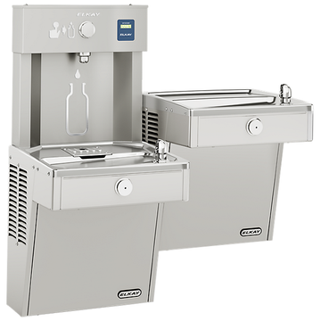 ezH2O®  Vandal-Resistant Bottle Filling Station & Bi-Level Reverse Cooler Non-Filtered Non-Refrigerated Stainless by Elkay
