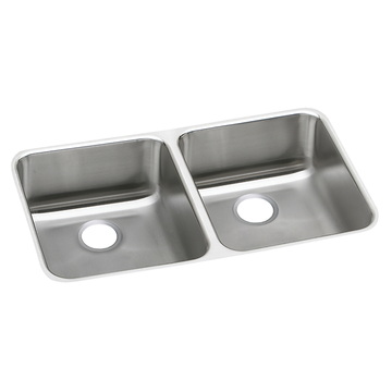 Lustertone® Classic Stainless Steel 31-3/4" x 16-1/2" x 5-3/8" Double Bowl Undermount ADA Sink w/Perfect Drain® by Elkay