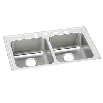 Lustertone® Classic Stainless Steel 33" x 19-1/2" x 4" Equal Double Bowl Drop-in ADA Sink by Elkay