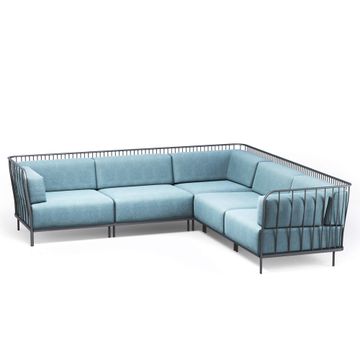 5-seater corner sofa / outside in Steel, Fabrics Basic, Fabrics Standard, Fabrics exclusive - Collection Cannole by Emu