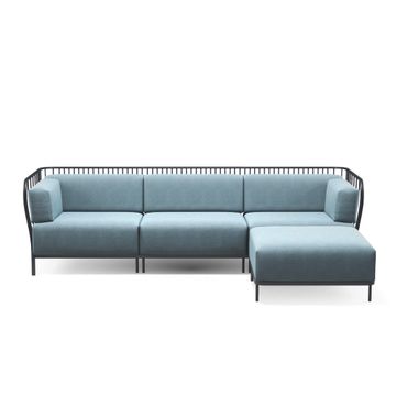 three seats sofa with daybed / outside in Steel, Fabrics Basic, Fabrics Standard, Fabrics exclusive - Collection Cannole by Emu