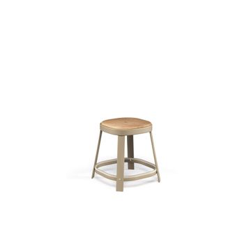 dining stool / outside in Steel, Teak - Collection Thor by Emu