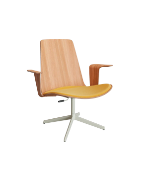 Butaca Lottus 4R Revolving con brazos madera by ENEA