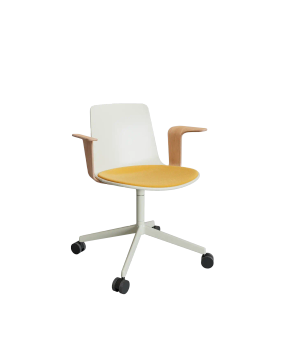 Silla Lottus 4R Fija con ruedas y brazos madera by ENEA
