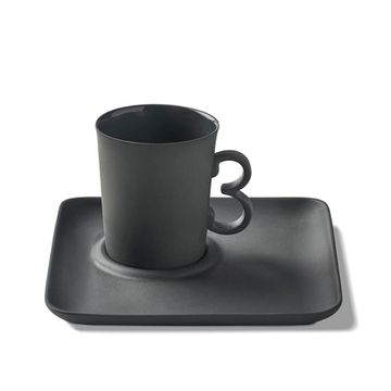 Figures Espresso Cup With Saucer Handle 3 Black-black by Esma Dereboy