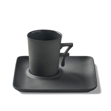 Figures Espresso Cup With Saucer Handle 7 Black-black by Esma Dereboy