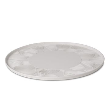 Round Charger Plate Leaf Patterned Single Colour IVORY by Esma Dereboy