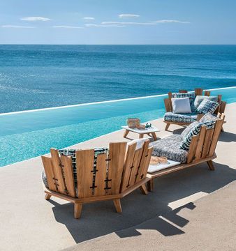 Lounge armchair with coffee table - Rafael by Ethimo - view 2
