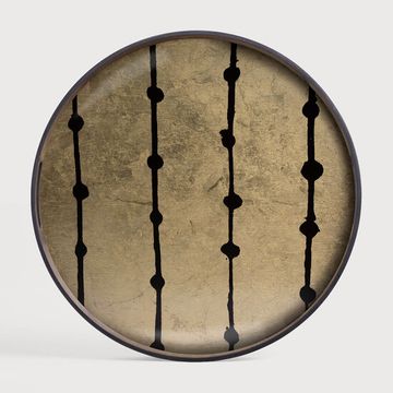 Gold Leaf Dots glass tray - Dark Brown - 48 x 48 x 4 cm (10120418) by Ethnicraft