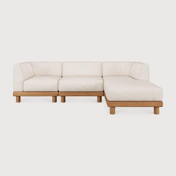 Monocle outdoor modular sofa set - Natural, White - 249 x 166 x 72 cm (10S22213) by Ethnicraft