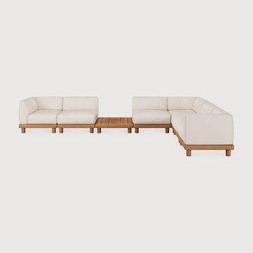 Monocle outdoor modular sofa set - Natural, White - 415 x 249 x 72 cm (10S22222) by Ethnicraft