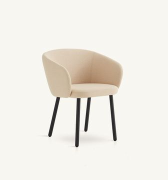 Huma upholstered dining armchair with metal legs by EXPORMIM
