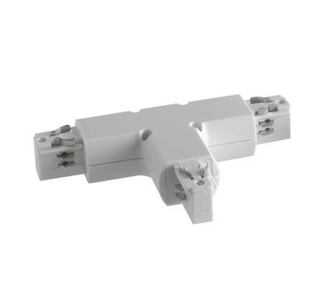 Connettore bianco a T per binari guida entrata L N + cavo di terra per circuito trifase by Fan Europe Lighting