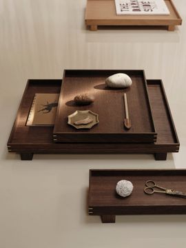 Bon Wooden Tray - Large & Small Gift Set - Smoked Oak by Ferm Living - view 3