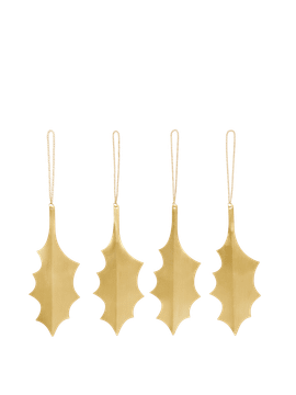 Holly Leaf Ornaments - Set of 4 - Brass by Ferm Living