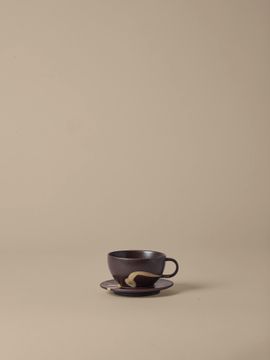 Koyo Cup with Saucer - Dark Brown/Buff by Ferm Living - view 3