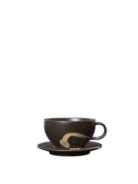 Koyo Cup with Saucer - Dark Brown/Buff by Ferm Living
