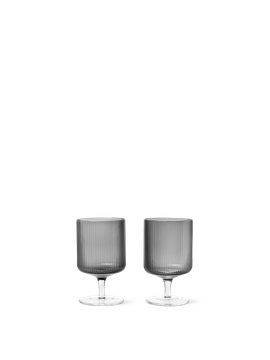 Ripple Wine Glasses - Set of 2 - Smoked Grey by Ferm Living