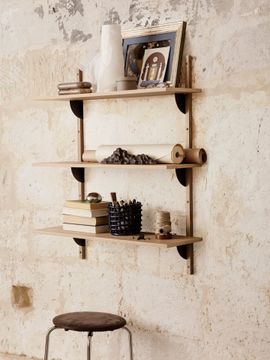Sector Shelf - Triple - Wide - Natural Oak/Black Brass by Ferm Living - view 2